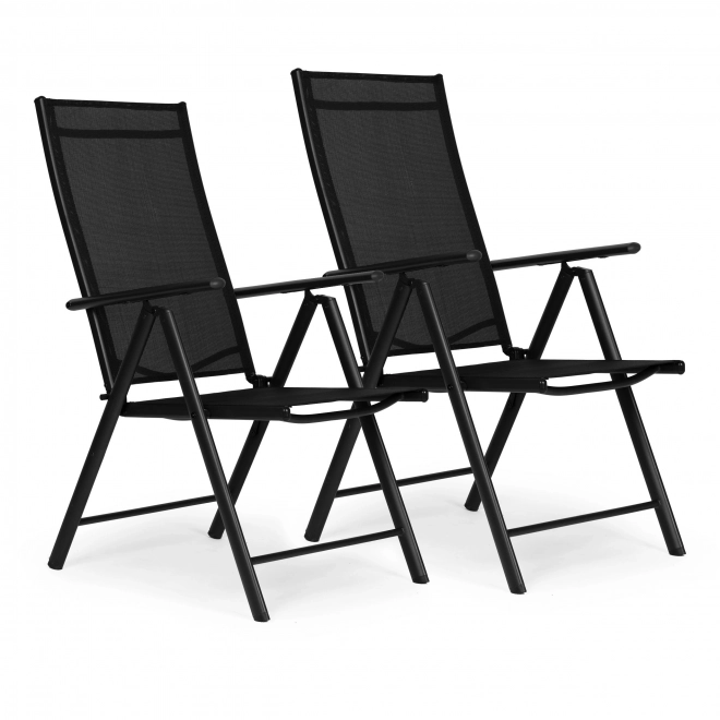Sæt af 2 foldbare stålhavestole med justerbar rygstøtte ModernHome - sort