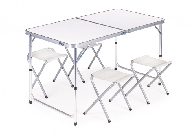 Sammenklappeligt campingbord med 4 stole MultiGarden, hvid
