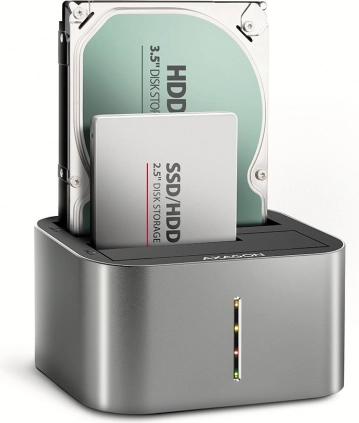 USB-C-dockingstation 5 Gb/s til 2× SATA 2.5"/3.5" SSD/HDD med klonefunktion