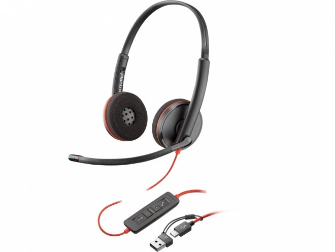 Stereo hovedtelefoner Blackwire 3220 med USB-C + USB-C/A Adapter