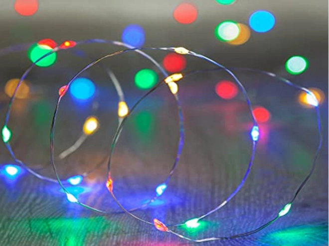 Flerfarvede jule LED-lys med batterier 10m