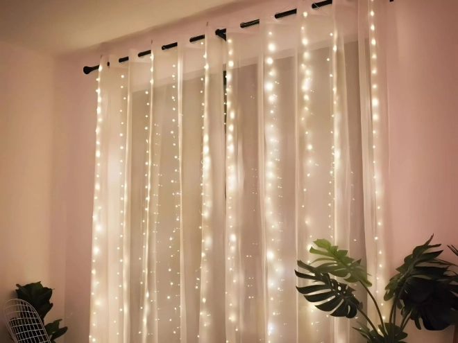 Julelysgardin 300 LED varme hvid USB