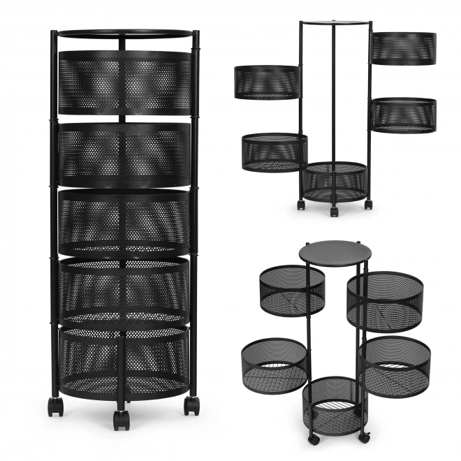 Køkkenhyldeorganisator med roterende hylder, 5 niveauer, metal, ModernHome