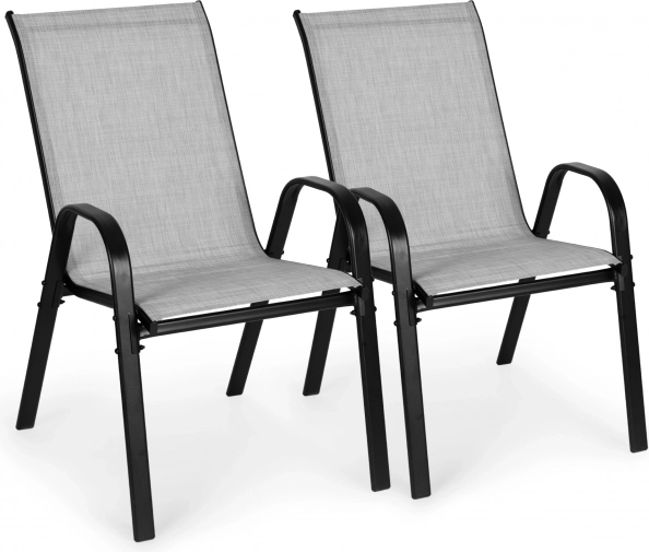 Sæt med 2 havestole til terrasse og altan, lysegrå MULTIGARDEN