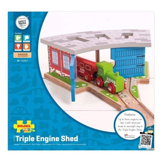 Bigjigs Rail Tredobbelt depot med porte
