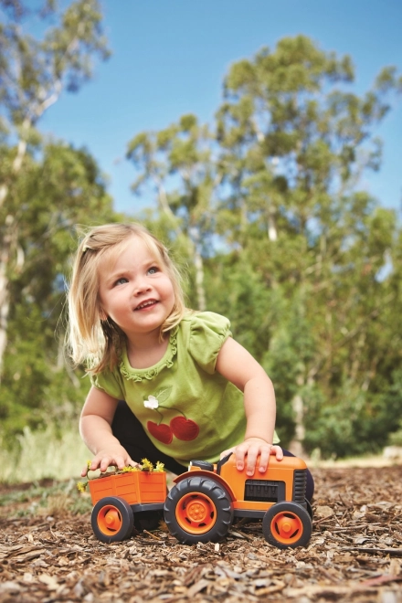 Traktor med anhænger i orange fra Green Toys