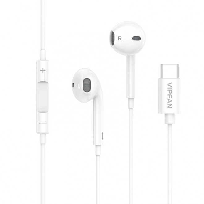 Kablede hovedtelefoner Vipfan M14 USB-C hvid