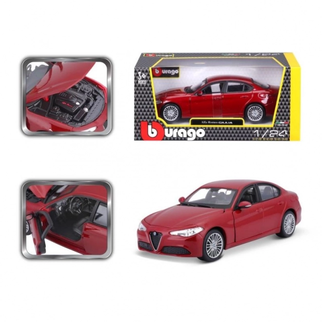 Bburago 1:24 Alfa Romeo Giulia (2016) Metallic rød 18-21080