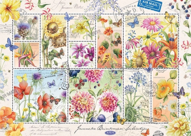 Jumbo puslespil sommerblomsterfrimærker 1000 brikker