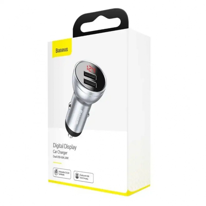 Baseus biloplader med 2 USB-porte og LED-display