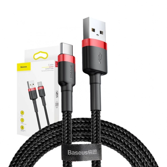 USB-C kabel Baseus Cafule 3A 1m rød-sort