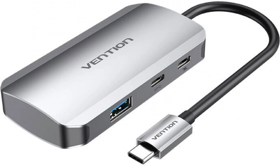 Vention USB‑C dockingstation med 3× USB 3.0 og PD 100 W, 0,15 m, grå