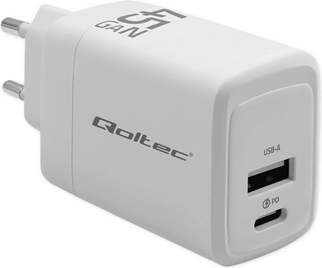 Qoltec 45W GaN oplader hvid