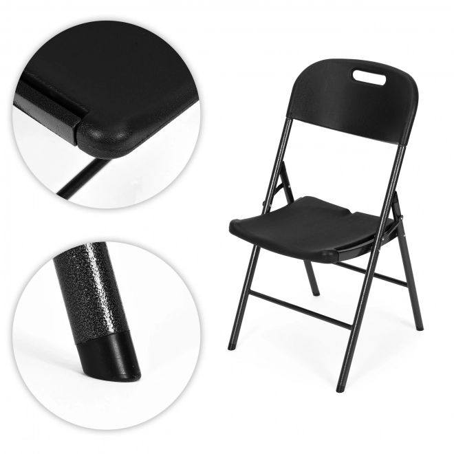 Sæt af 2 foldestole ModernHome, metalramme, HDPE, sort