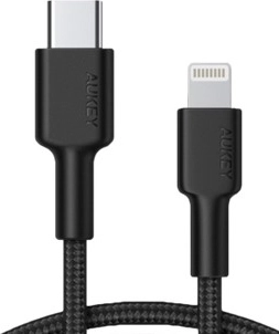 Lightning til USB‑C kabel 1,2 m, flettet nylon, sort