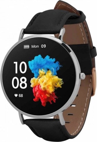 GARETT Verona dame-smartwatch sølv‑sort med AMOLED