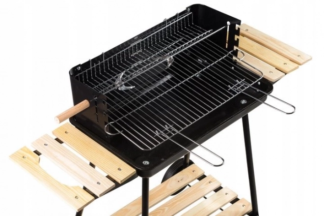 Havegrill på trækul med justerbare hylder og 2 bærbare riste