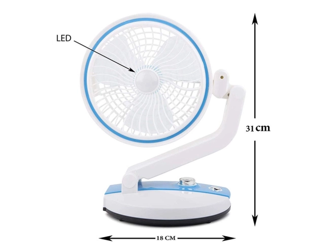 Bærbar foldbar ventilator med LED-lys og USB-opladning