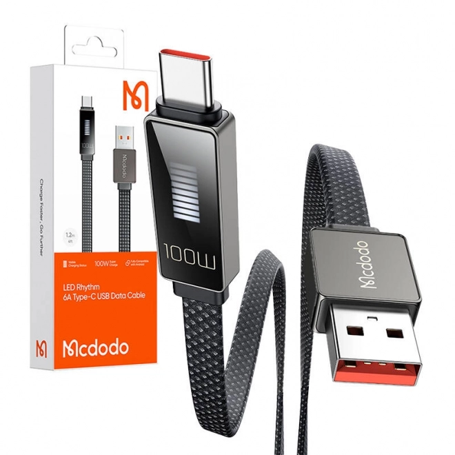 Mcdodo CA-4980 USB til USB-C kabel med display 1,2 m (sort)
