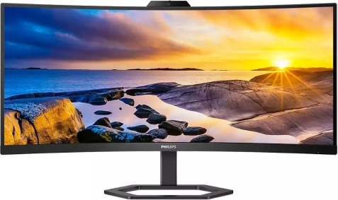 Philips 34" buet VA‑skærm med USB‑C, QHD, webkamera og højttalere