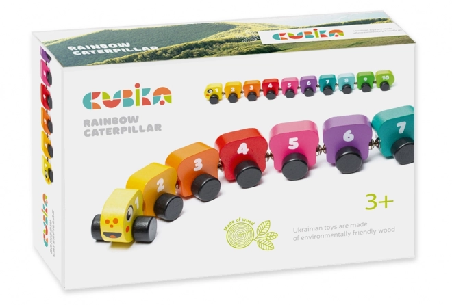 CUBIKA 15399 Farverigt larve med tal - trælegetøj med magneter 10 dele