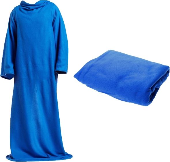 Fleeceplaid med ærmer XXL blå