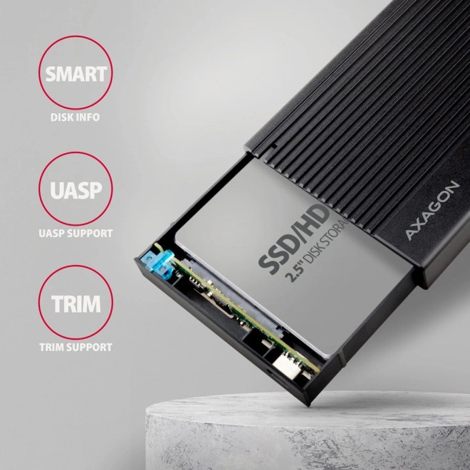 Aluminiums etui til eksterne diske USB3.2 Gen 2 - SATA 6G 2.5" SSD/HDD