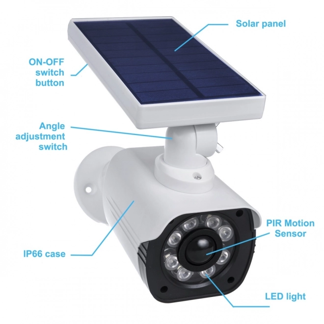 Solcelledrevet dummy kamera med blinkende diode