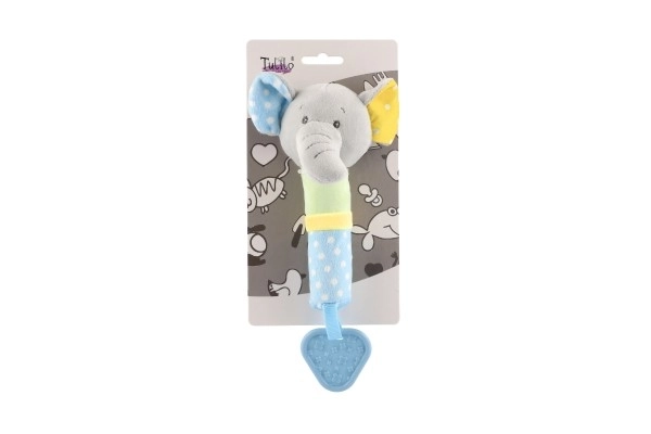 Rangle/bideleget elefant plysbamse 23cm på kort i pose 0+