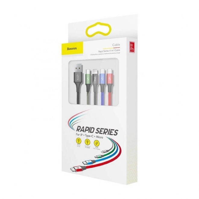Baseus Hurtig USB-kabel 4i1 2xUSB-C / Lightning / Micro 3,5A 1,2m - sort