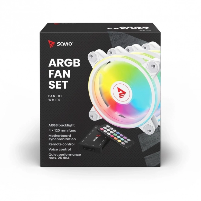 FAN-01 Hvid 4-pak 120mm ARGB ventilator, inklusiv controller og fjernbetjening