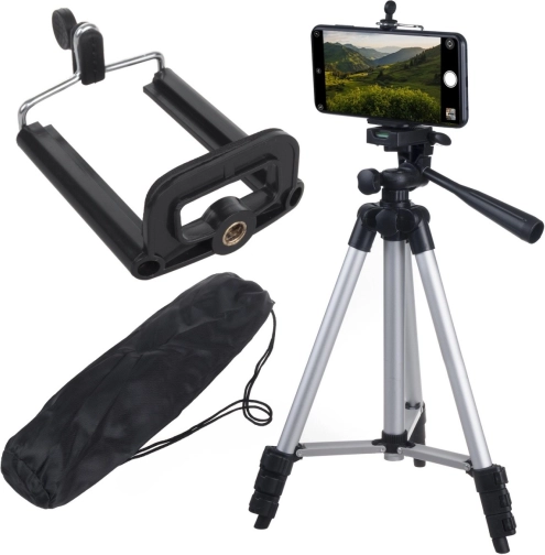 Universelt stativ til telefon, kamera og videokamera 105 cm (1/4" gevind) med smartphone-holder