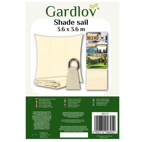 Solsejl 3,6x3,6 m Gardlov 23165