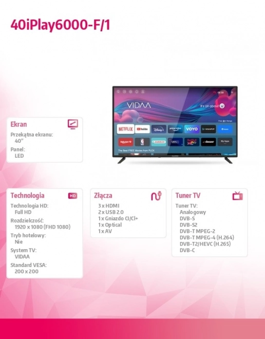 LED TV 40 tommer Smart TV