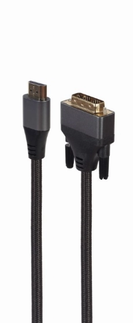 HDMI til DVI kabel med fletning 1.8m forgyldte stik