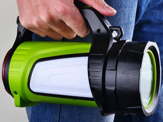 Genopladelig LED-lommelygte med powerbank til camping