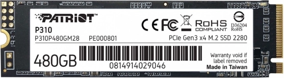 SSD-drev Patriot P310 480GB M.2 PCIe NVMe Gen3