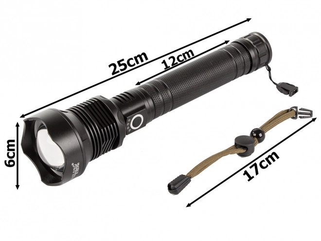 Militær taktisk lommelygte med Cree LED XHP90 Zoom Balong