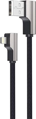 Aukey CB-AL01 Lightning–USB‑A kabel 2 m med 90° vinkel, MFi, sort nylon