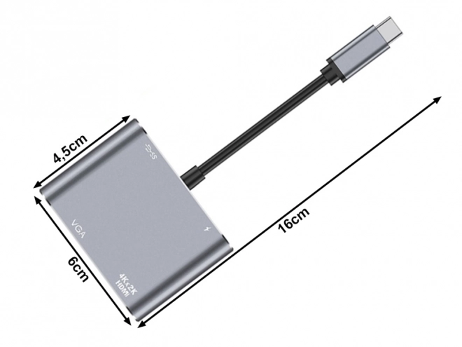 Adapter USB-C HDMI 4K VGA Hub med Power Delivery