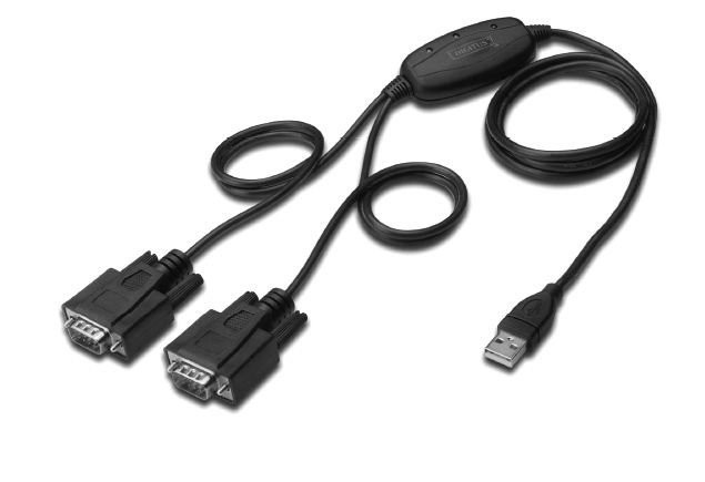 USB 2.0 adapter til 2x RS232 (DB9) med USB A M/kabel længde 1,5m