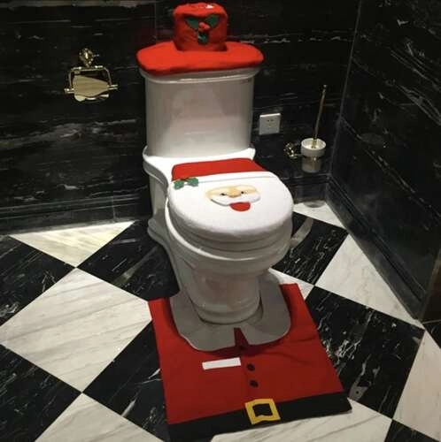 Julebetræk til toilet med tæppe Ruhhy 22360