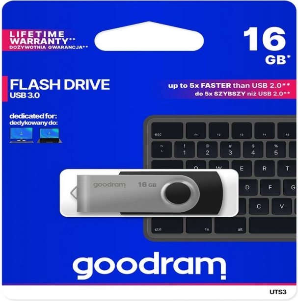 flashdisk goodram twister 16 gb usb 3.0 blå
