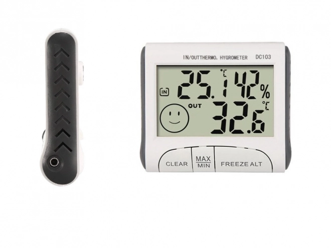 Meteorologisk station med termometer, hygrometer og sensor