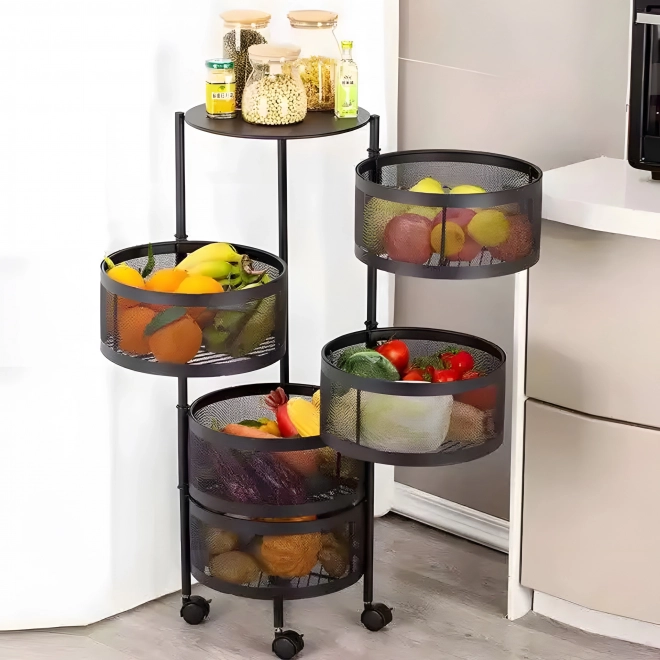 Køkkenhyldeorganisator med roterende hylder, 5 niveauer, metal, ModernHome