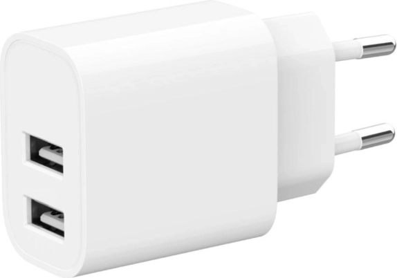 Dobbelt USB-oplader 2,4 A hvid