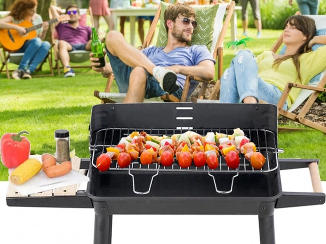 Have transportabel grill til trækul med justerbar rist og hylder