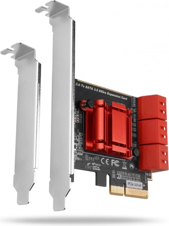 Axagon PCIe-controller 6x intern SATA 6G ASM1166 (SP og LP)