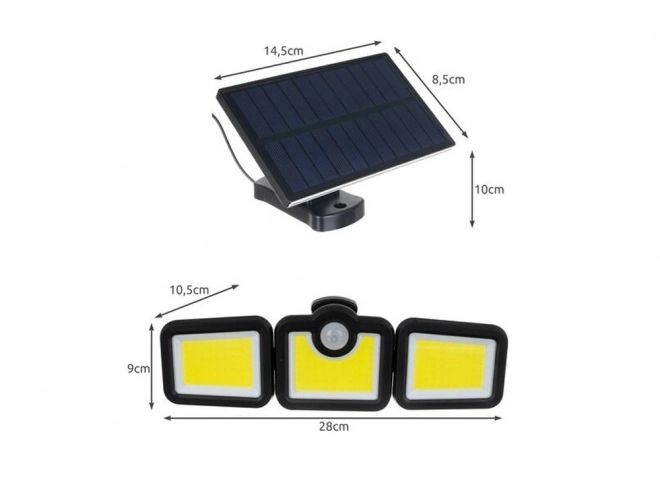 Solcellelampe med bevægelsessensor og 171 LED