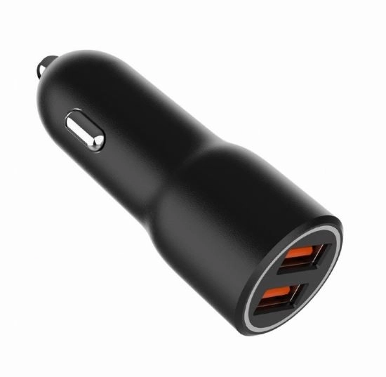 Biloplader 2xUSB-A QC3.0 36W sort
